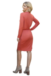 Solid Long Sleeve Ribbon Elastic Waist Dress Terracotta- Pack of 6