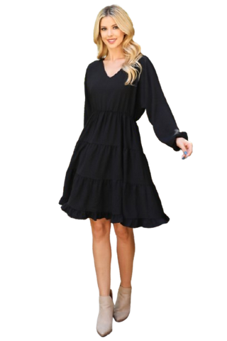 Plus Size Asymmetrical Faux-Wrap Dress Black - Pack of 6