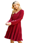 Plus Size 3/4 Sleeve Solid Dress Ruby - Pack of 6