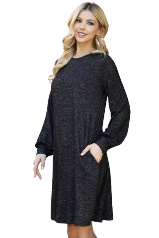 Hazelnut Long Sleeve Collared Button Down Curve Hem Dress - Pack of 5