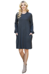 Puff Long Sleeve Hacci Brushed Dress Charcoal - Pack of 4