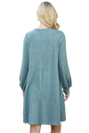 Puff Long Sleeve Hacci Brushed Dress Dusty Green - Pack of 4