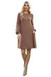 Chocolate Turtle Neck Faux Fur Long Sleeve Bodycon Dress - Pack of 6