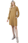 Puff Long Sleeve Hacci Brushed Dress Mustard - Pack of 4