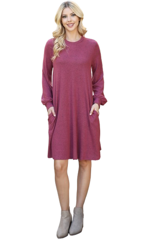 Lavender Long Sleeve Leopard Knitted Dress - Pack of 6