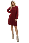 Puff Long Sleeve Hacci Brushed Dress Ruby Dark - Pack of 4