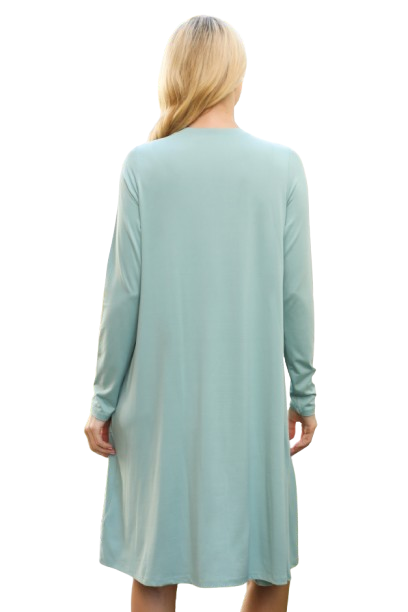 Solid Long Sleeve Shirring Tiered Detailed Dress Aloe - Pack of 6