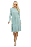 Kelly Green Puff Sleeves Back Ribbon Cut Out Waist Solid Dress -  Pack of 6