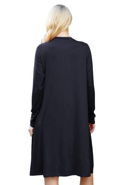 Solid Long Sleeve Shirring Tiered Detailed Dress Black - Pack of 6