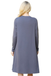 Solid Long Sleeve Shirring Tiered Detailed Dress Grey Dark - Pack of 6