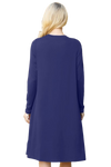 Solid Long Sleeve Shirring Tiered Detailed Dress Navy - Pack of 6