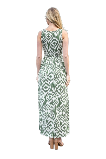 Aztec Sleeveless Maxi Dress Olive - Pack of 6