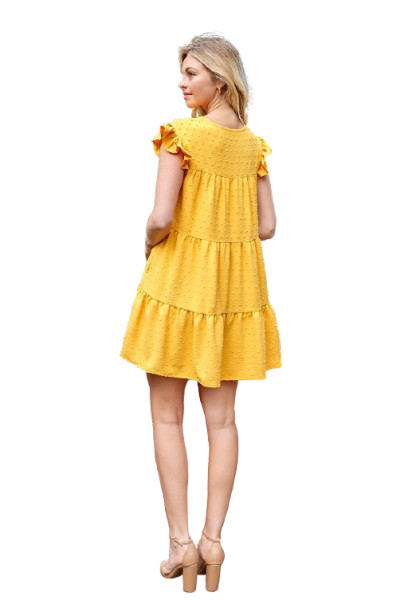 Swiss Dot Ruffle Sleeve Tiered Dress Mango - Pack of 6