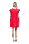 Swiss Dot Ruffle Sleeve Tiered Dress Tomato Red - Pack of 6