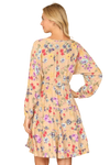 V Neck Floral Long Sleeve Tiered Dress Tan - Pack of 6