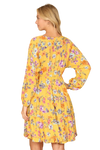 V Neck Floral Long Sleeve Tiered Dress Yellow Butter - Pack of 6