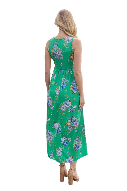 Floral Sleeveless Maxi Dress Green - Pack of 6