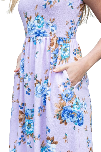 Floral Sleeveless Maxi Dress Lavender - Pack of 6