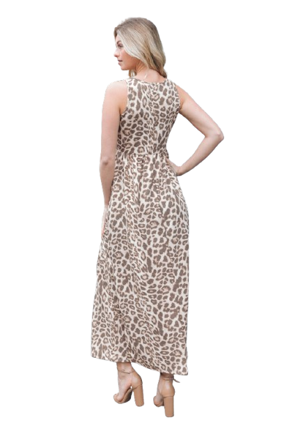 Animal Print Sleeveless Maxi Dress Stone - Pack of 6