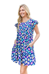 Floral Ruffle Sleeve Tiered Dress Navy Blue - Pack of 6