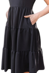 Short Sleeve Solid Tiered Dress Black - Pack of 6