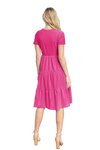 Short Sleeve Solid Tiered Dress Fuchsia - Pack of 6