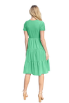 Short Sleeve Solid Tiered Dress Green - Pack of 6