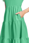 Short Sleeve Solid Tiered Dress Green - Pack of 6