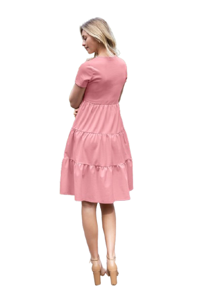 Short Sleeve Solid Tiered Dress Rose Dusty - Pack of 6