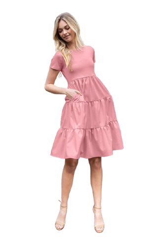 Pink Ruffled Detail Dress -  Pack of 6