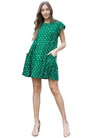 Hunter Green Velvet Tie Neck Mini Dress - Pack of 6