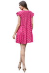 Ruffle Sleeve Side Pocket Polka Dots Tiered Mini Dress Magenta - Pack of 6