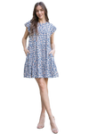 Ruffle Sleeve Side Pocket Printed Tiered Mini Dress Denim - Pack of 6