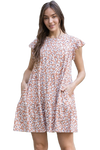 Orange Pink Front Cut Out Scallop Print Dress  - Pack of 5