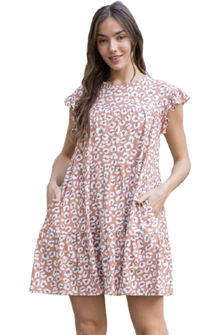 Orange Pink Front Cut Out Scallop Print Dress  - Pack of 5