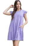 Short Sleeve Floral Knee Length Tiered Dress Mauve - Pack of 6