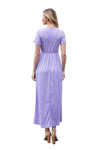 Short Sleeve Ditsy Floral Elastic Waist Maxi Dress Lavender White - Pack of 6