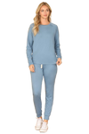 Plus Size Solid Long Sleeve Top and Joggers Set with Self Tie Coronet Blue - Pack of 6