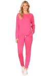 Plus Size Solid Long Sleeve Top and Joggers Set with Self Tie Fuchsia Lt. - Pack of 6