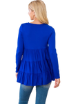 Solid Long Sleeve Tiered Top Blue Royal - Pack of 4