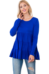 Solid Long Sleeve Tiered Top Blue Royal - Pack of 4