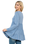 Solid Long Sleeve Tiered Top Dusty Blue - Pack of 4