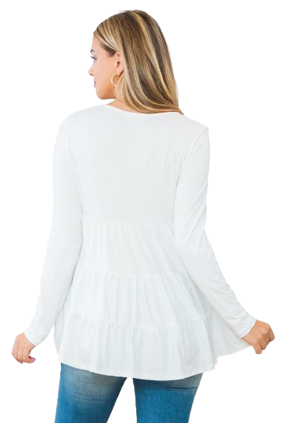 Solid Long Sleeve Tiered Top Ivory - Pack of 4