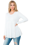 Solid Long Sleeve Tiered Top Ivory - Pack of 4