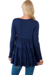 Solid Long Sleeve Tiered Top Navy - Pack of 4