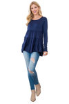 Solid Long Sleeve Tiered Top Navy - Pack of 4