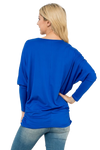 Solid Long Dolman Sleeve Tunnel Detail Top Blue Royal - Pack of 4