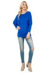 Solid Long Dolman Sleeve Tunnel Detail Top Blue Royal - Pack of 4