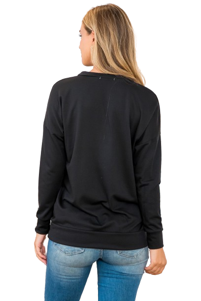 Long Sleeve French Terry Top with Kangaroo Pocket Top Black - Pack of 4