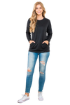 Long Sleeve French Terry Top with Kangaroo Pocket Top Black - Pack of 4